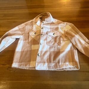 Medium Hippie Rose Plaid Cream / Light Brown Button-Up Jacket/Shacket